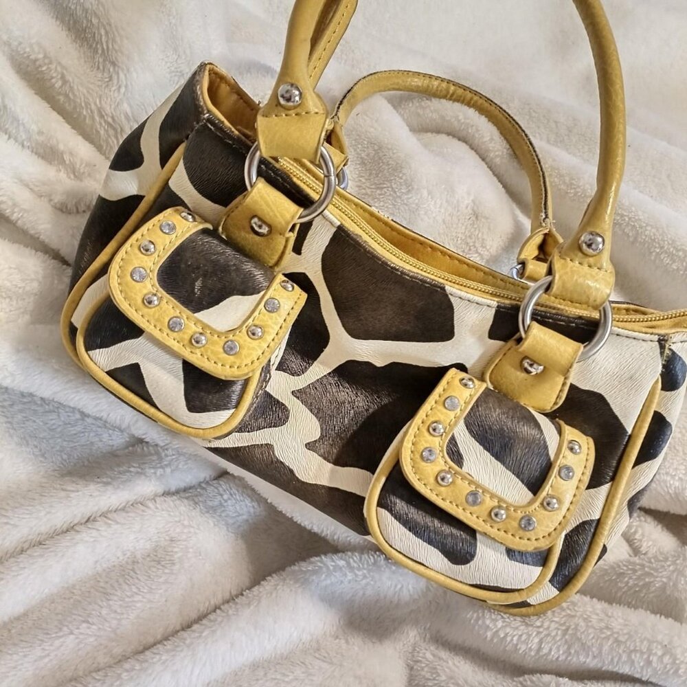 Yellow and brown zebra print Kathy Van Zeeland handbag